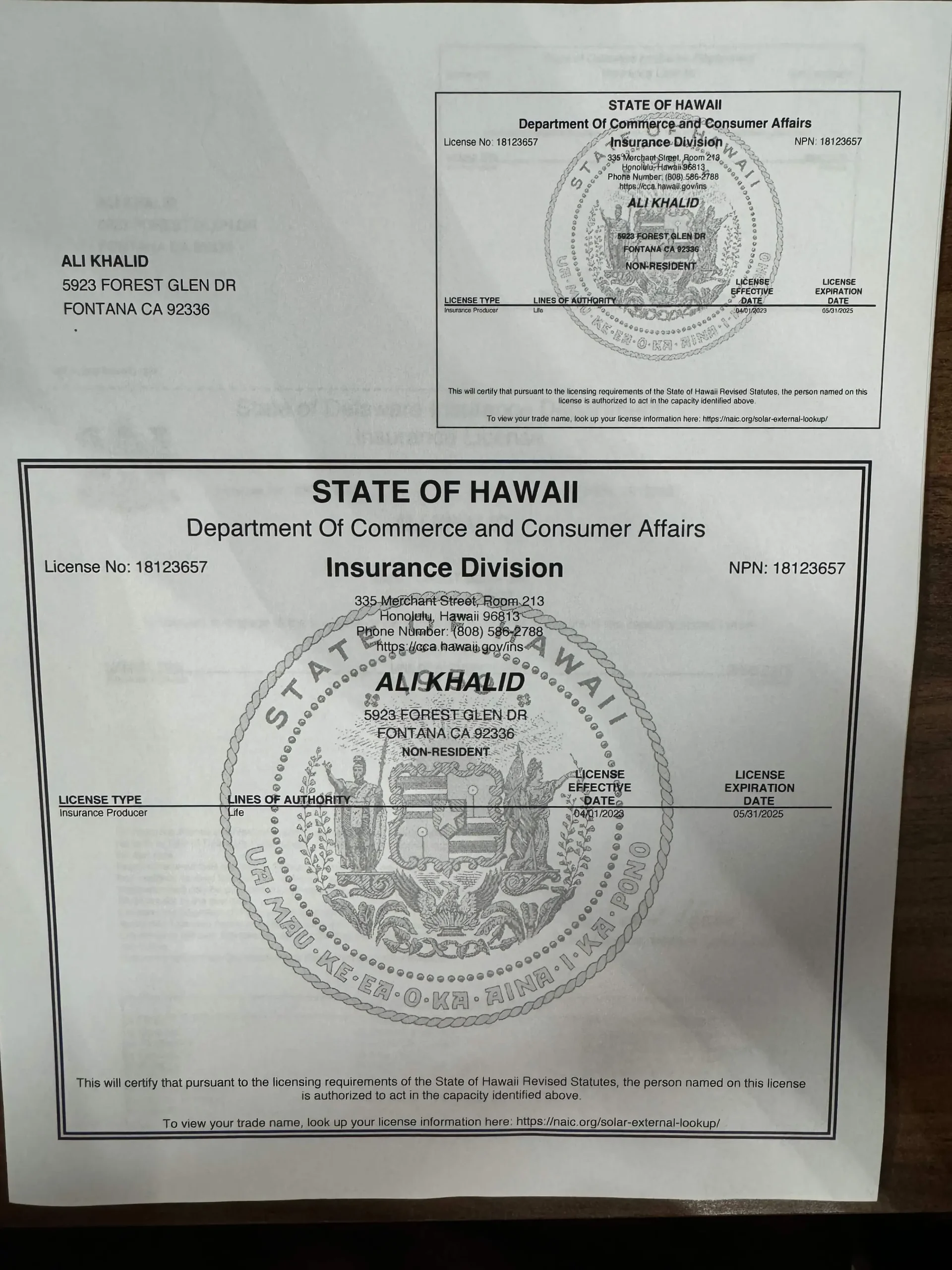 Hawaii State Licenses