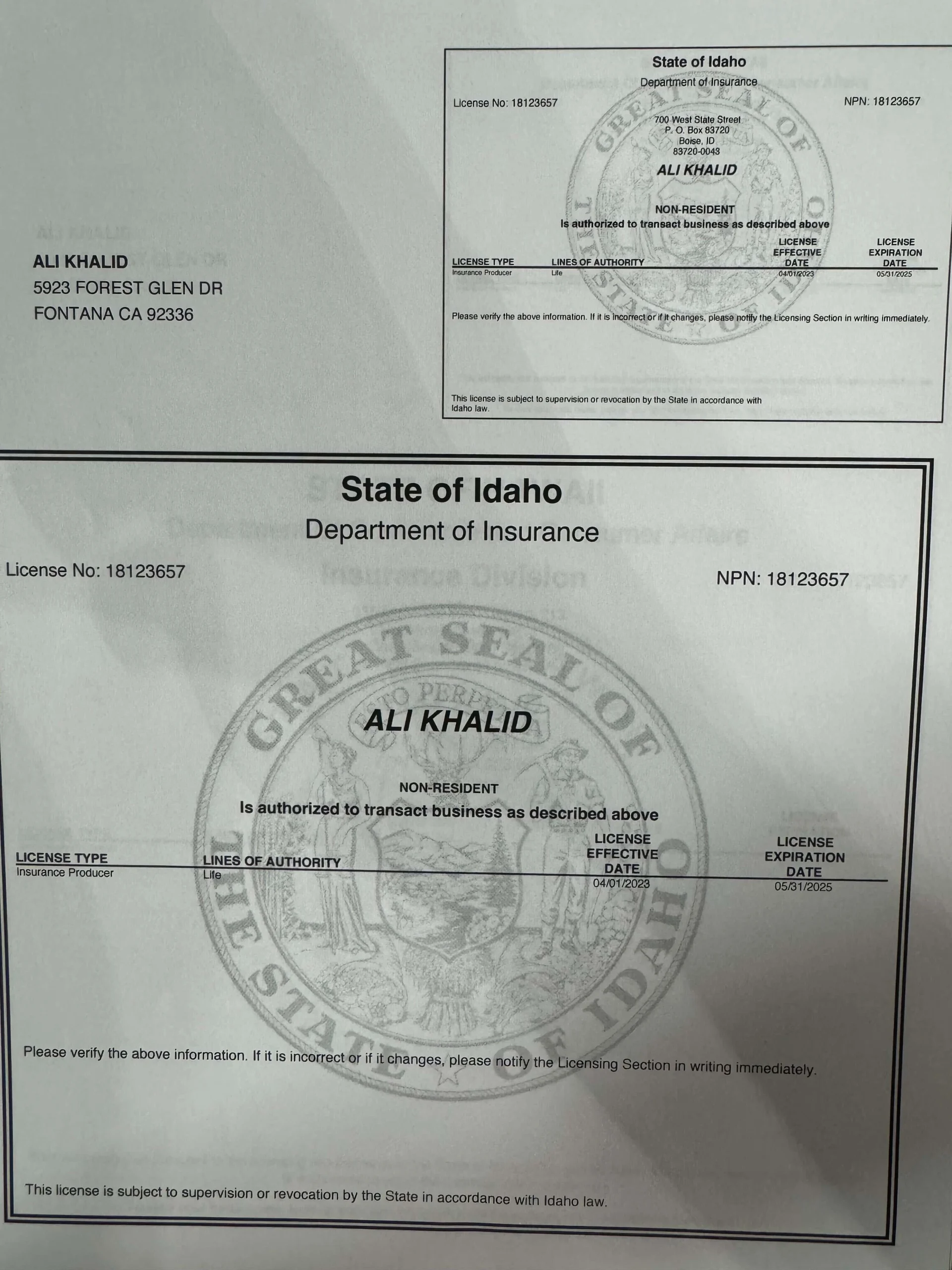 Idaho State Licenses