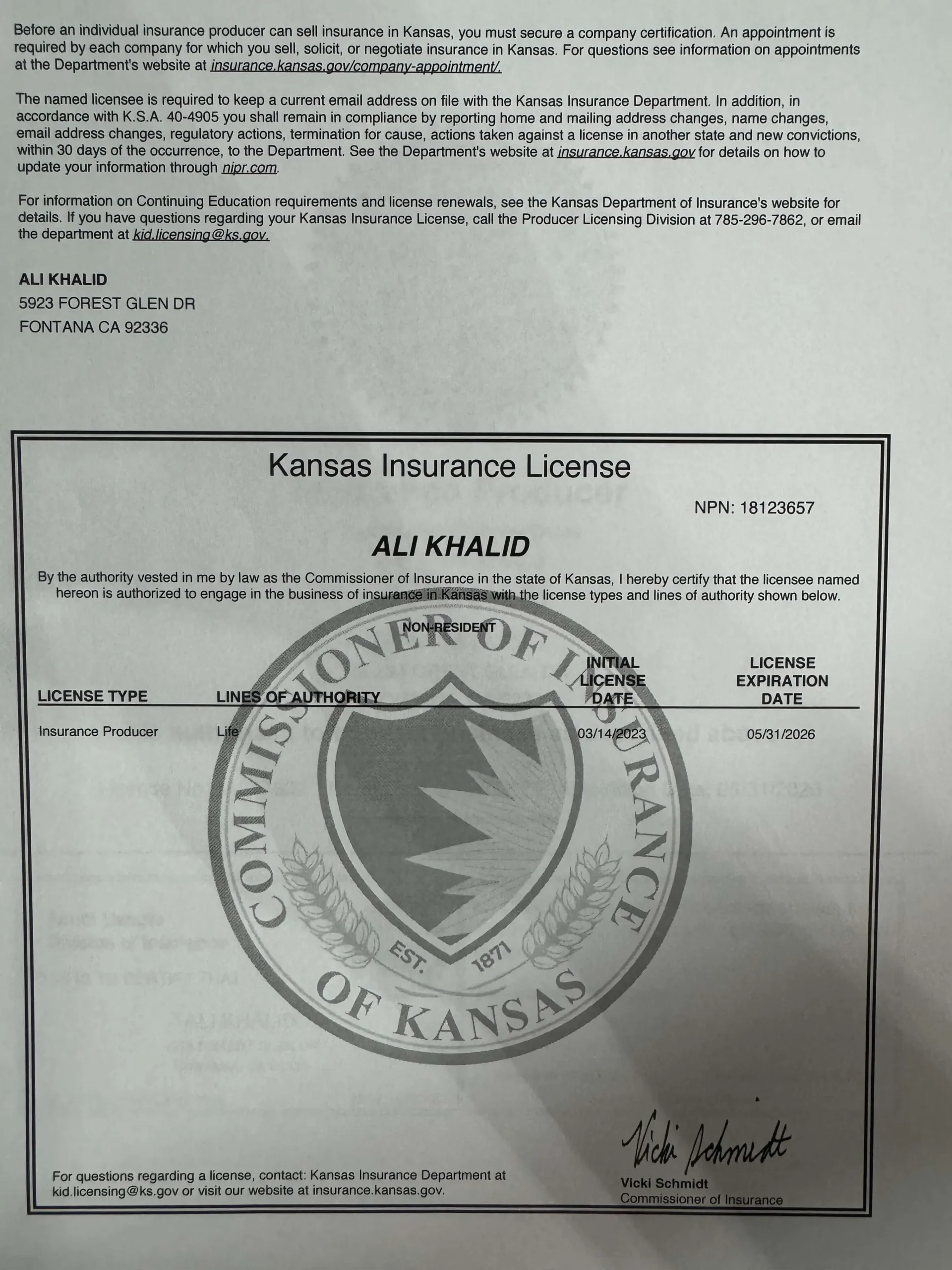 Kansas State Licenses