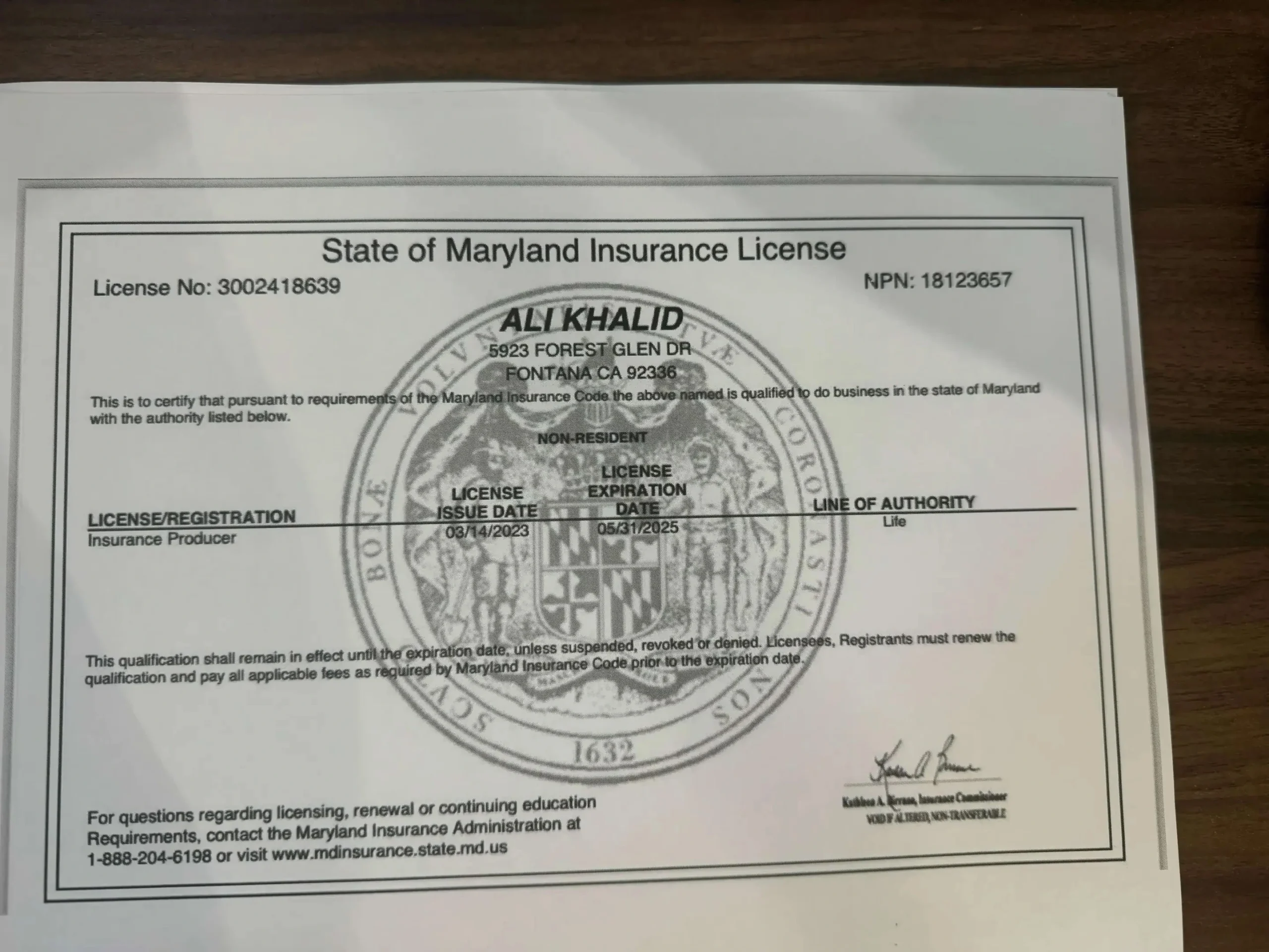 Maryland State Licenses