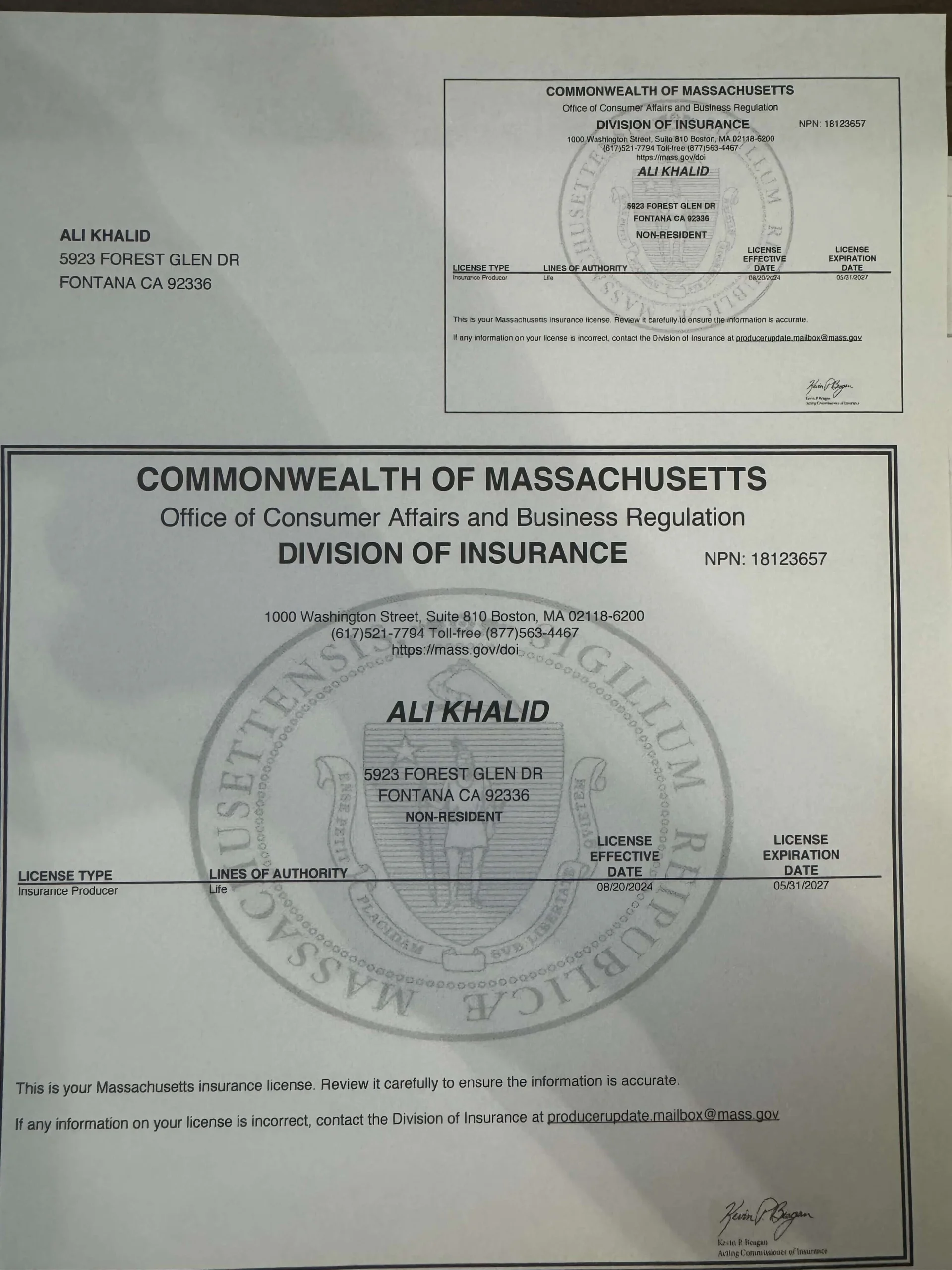 Massachusetts State Licenses