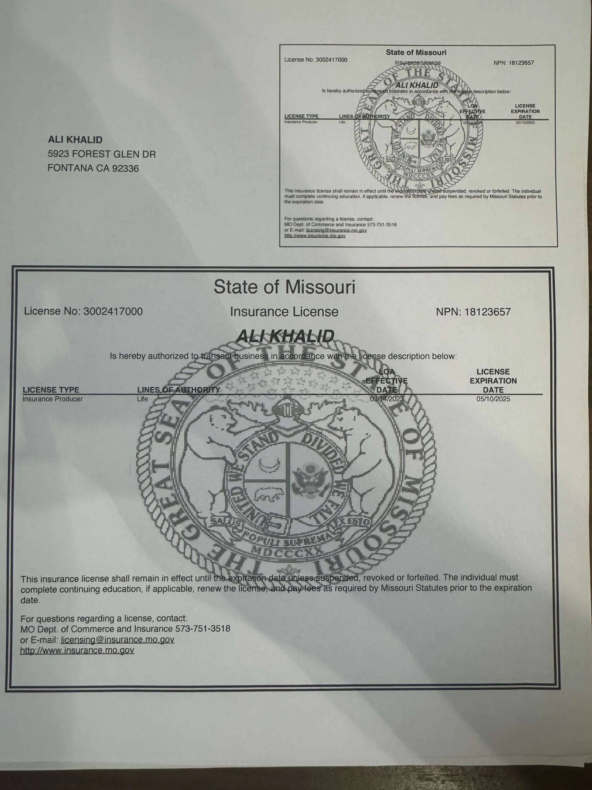 Missouri State Licenses