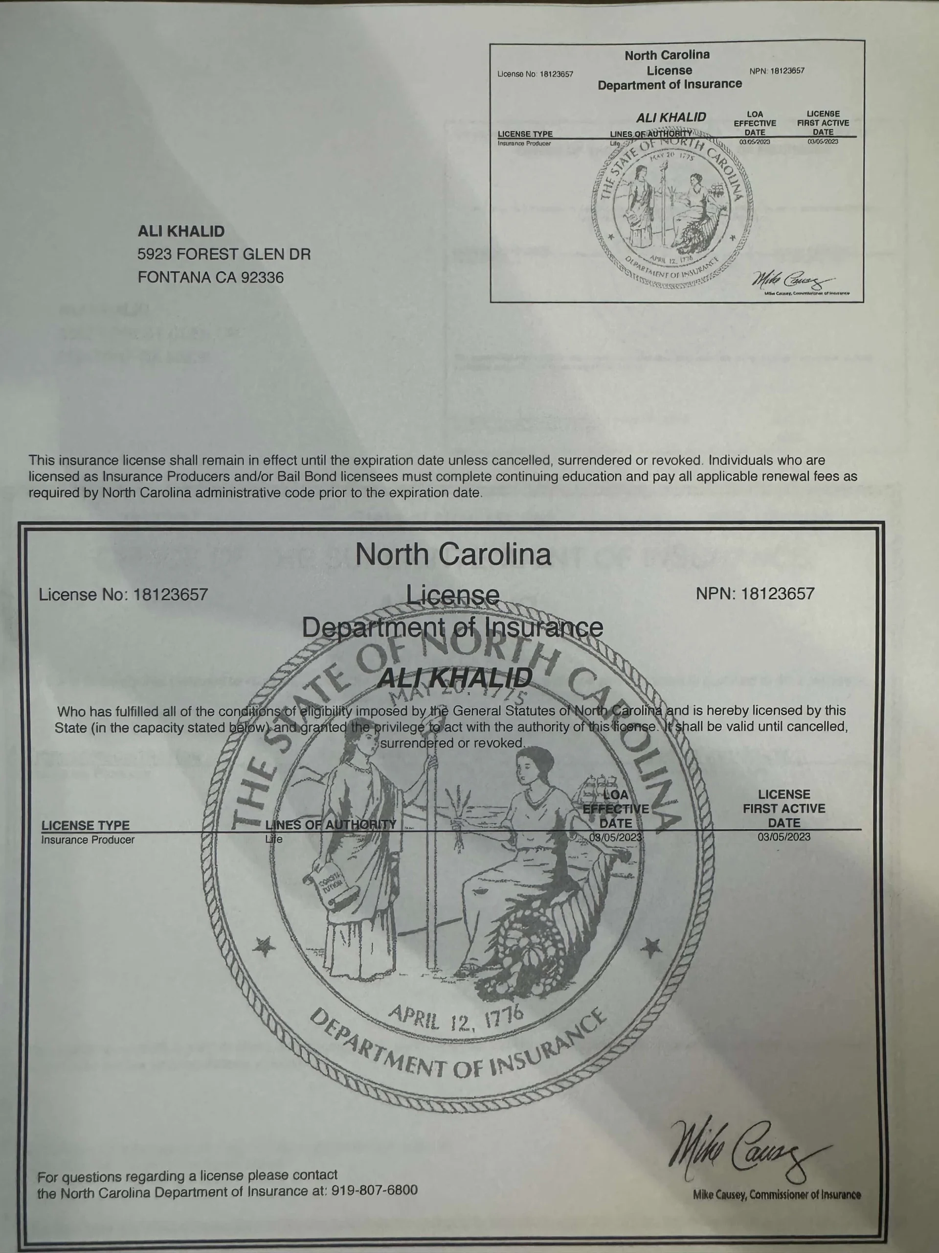 North Carolina State Licenses